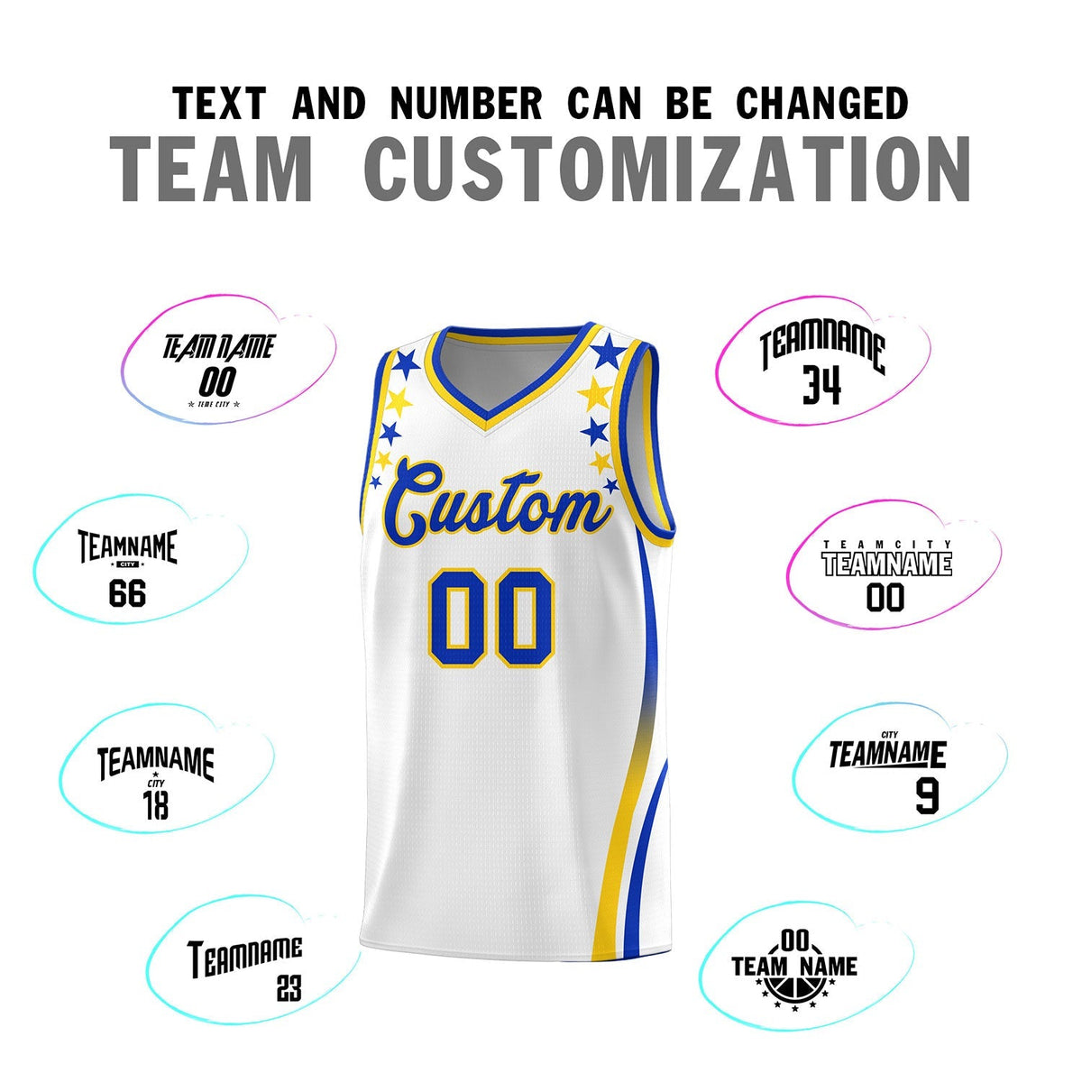 Custom White Shoulders Star Pattern Side Color Block Sports Uniform Basketball Jersey|KXKSHOP