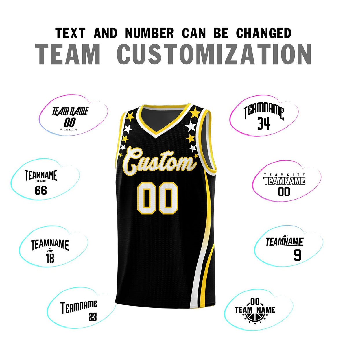 Custom Black Shoulders Star Pattern Side Color Block Sports Uniform Basketball Jersey|KXKSHOP