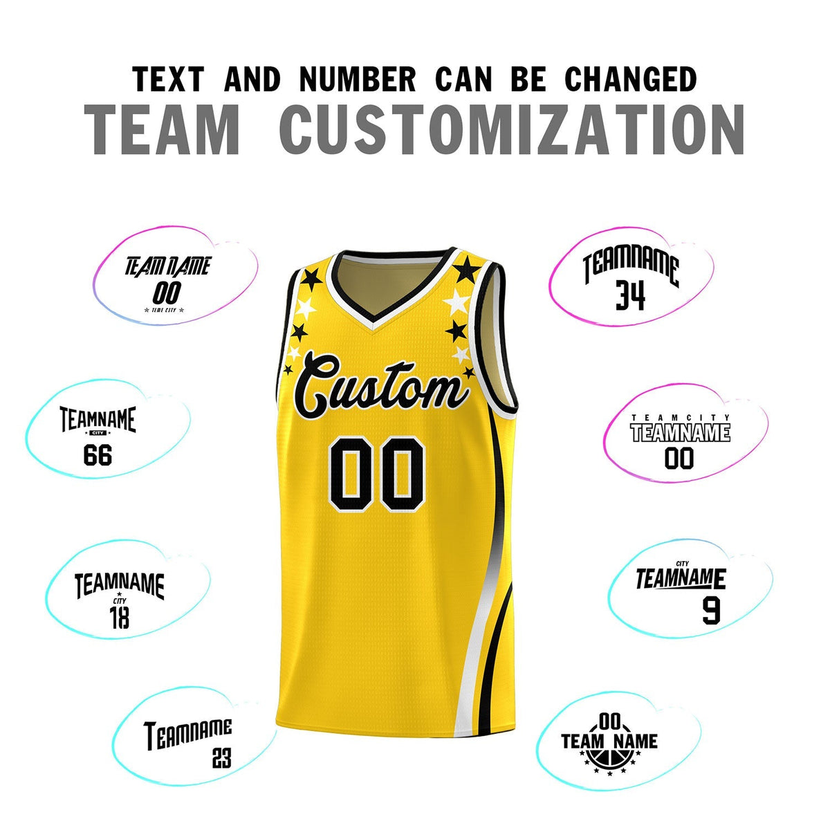 Custom Gold Shoulders Star Pattern Side Color Block Sports Uniform Basketball Jersey|KXKSHOP
