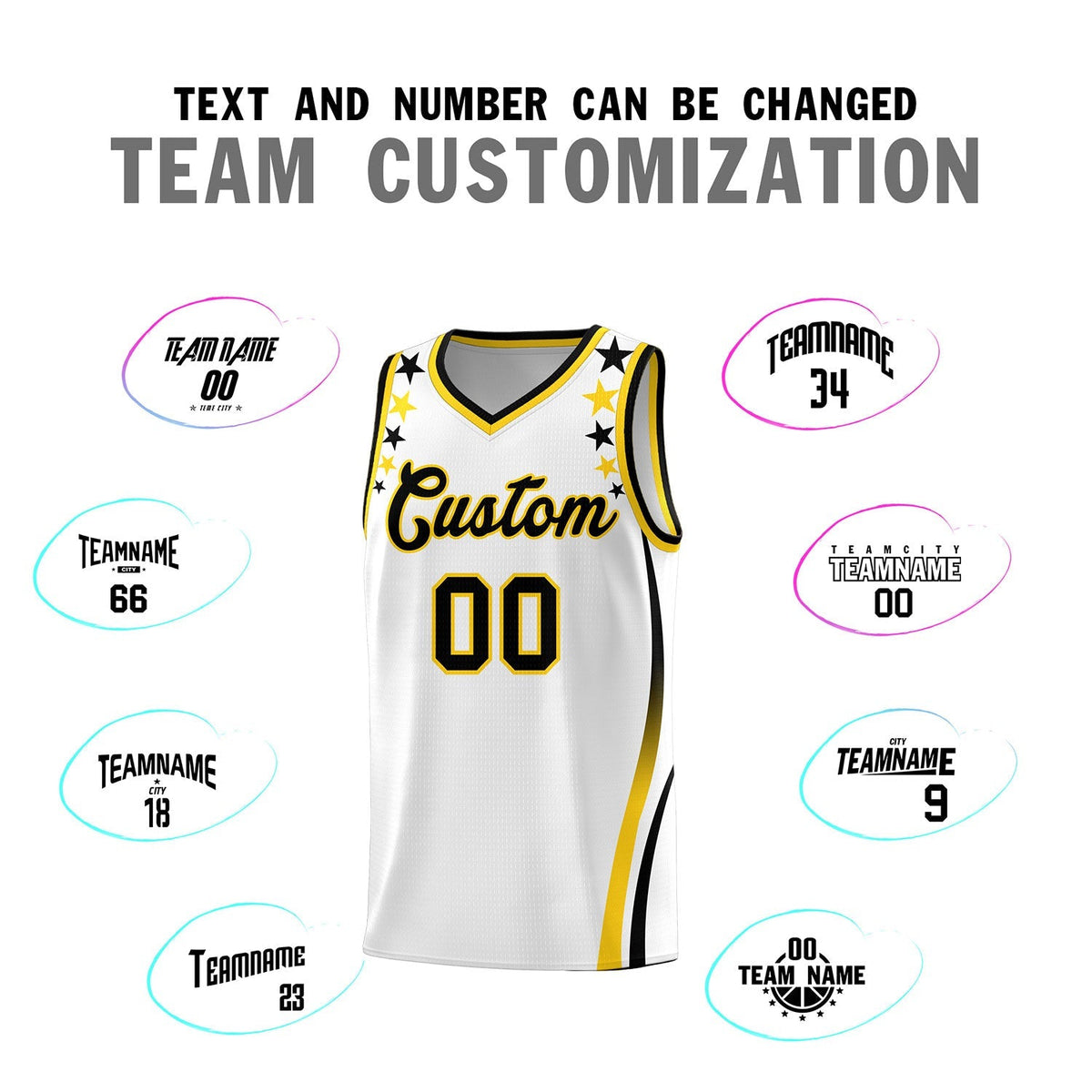 Custom White Shoulders Star Pattern Side Color Block Sports Uniform Basketball Jersey|KXKSHOP