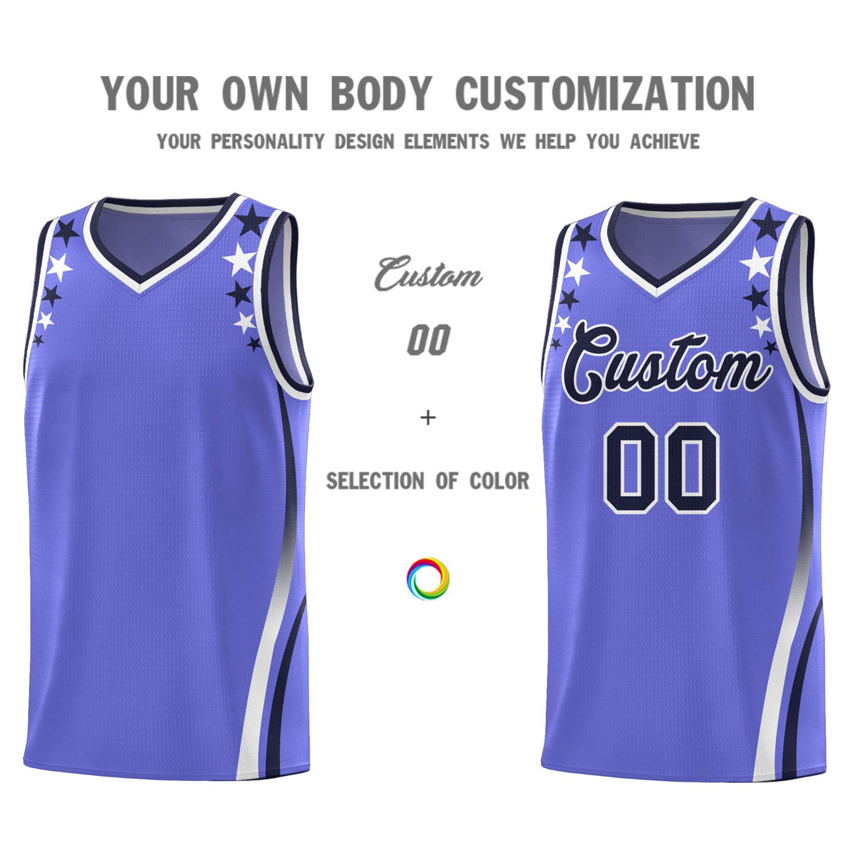 Custom Purple Shoulders Star Pattern Side Color Block Sports Uniform Basketball Jersey|KXKSHOP