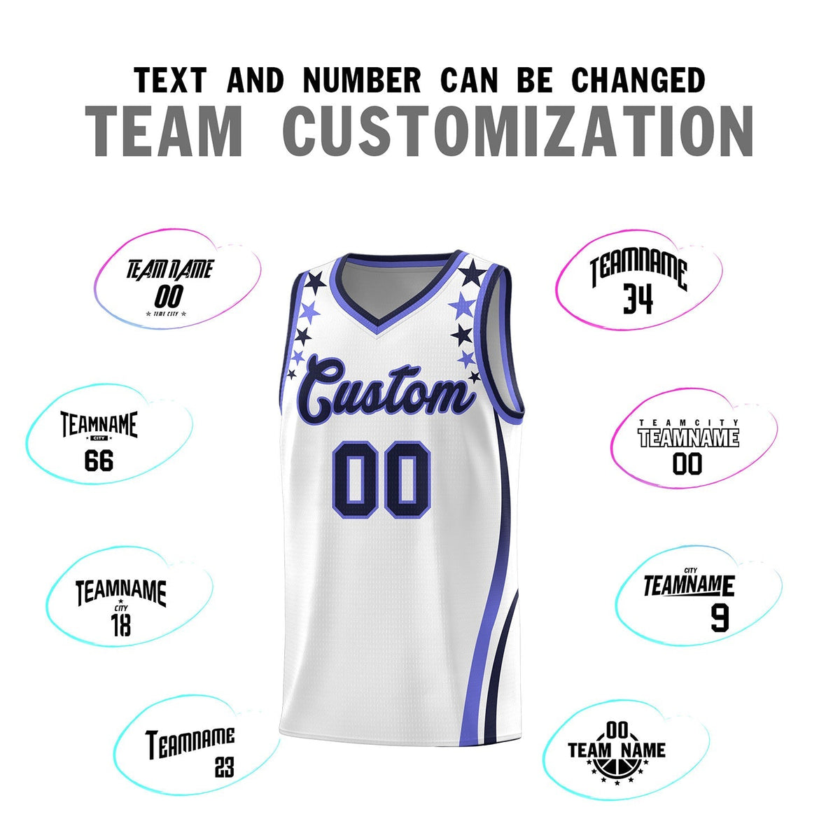 Custom White Shoulders Star Pattern Side Color Block Sports Uniform Basketball Jersey|KXKSHOP