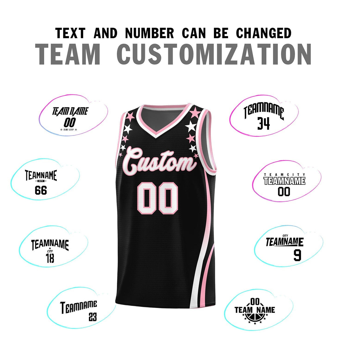 Custom Black Shoulders Star Pattern Side Color Block Sports Uniform Basketball Jersey|KXKSHOP