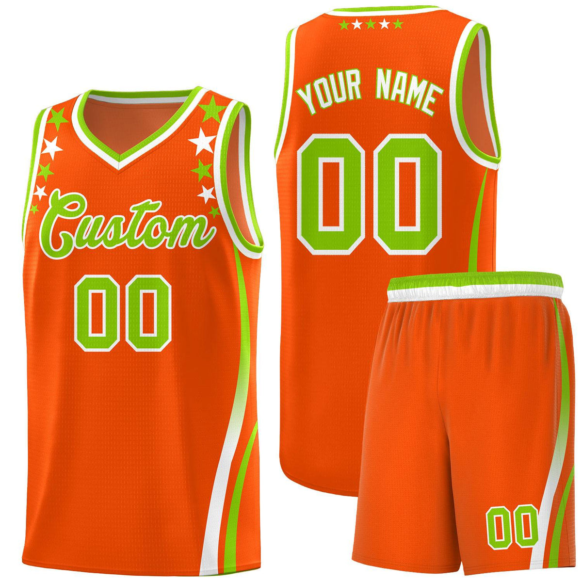 Custom Orange Shoulders Star Pattern Side Color Block Sports Uniform Basketball Jersey|KXKSHOP