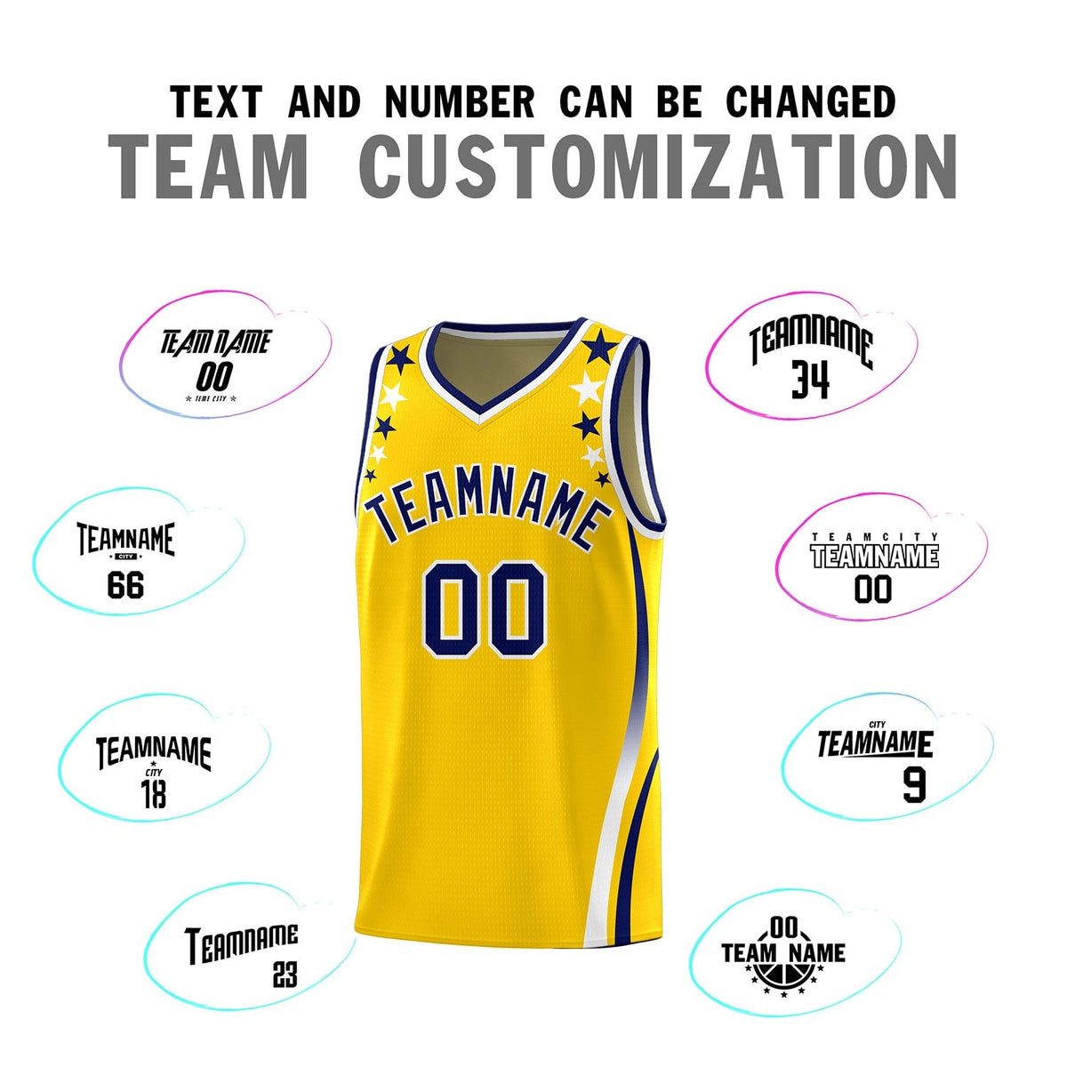 Custom Gold Shoulders Star Pattern Side Color Block Sports Uniform Basketball Jersey|KXKSHOP