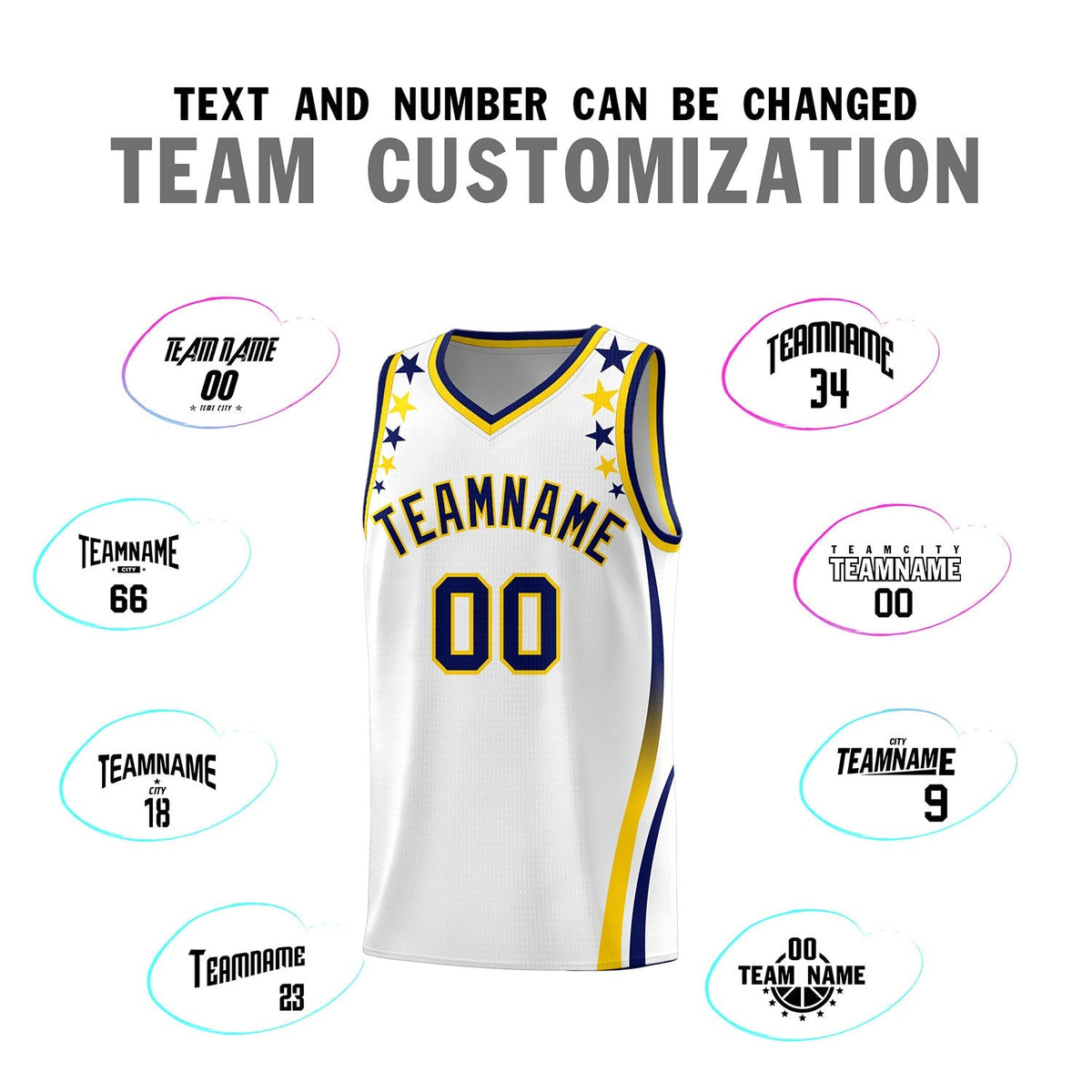 Custom White Shoulders Star Pattern Side Color Block Sports Uniform Basketball Jersey|KXKSHOP