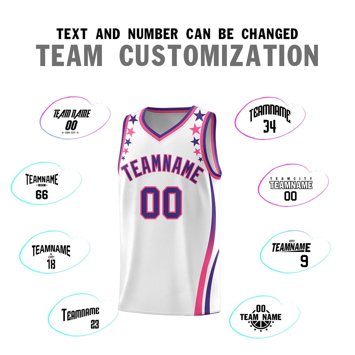 Custom White Shoulders Star Pattern Side Color Block Sports Uniform Basketball Jersey|KXKSHOP