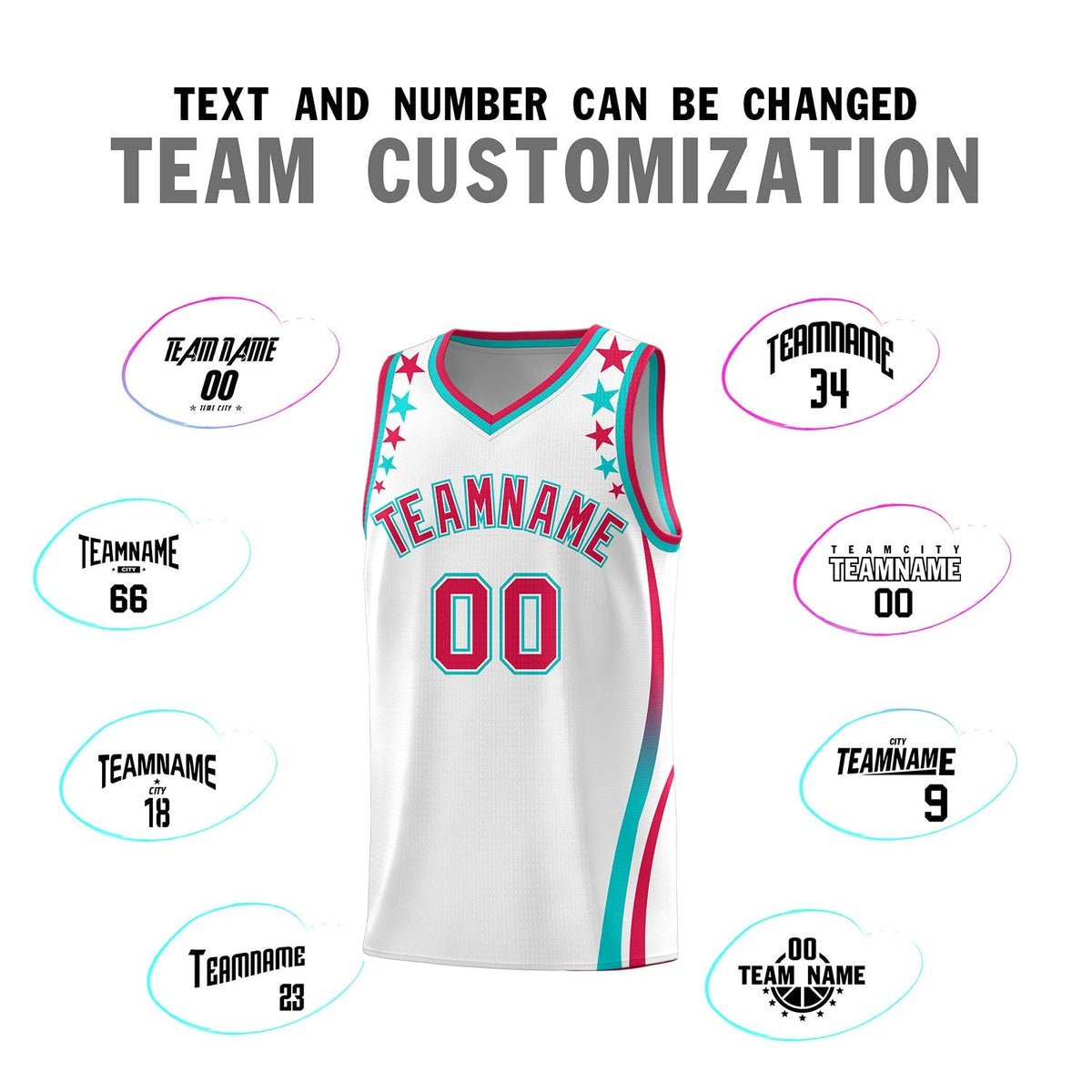 Custom White Shoulders Star Pattern Side Color Block Sports Uniform Basketball Jersey|KXKSHOP