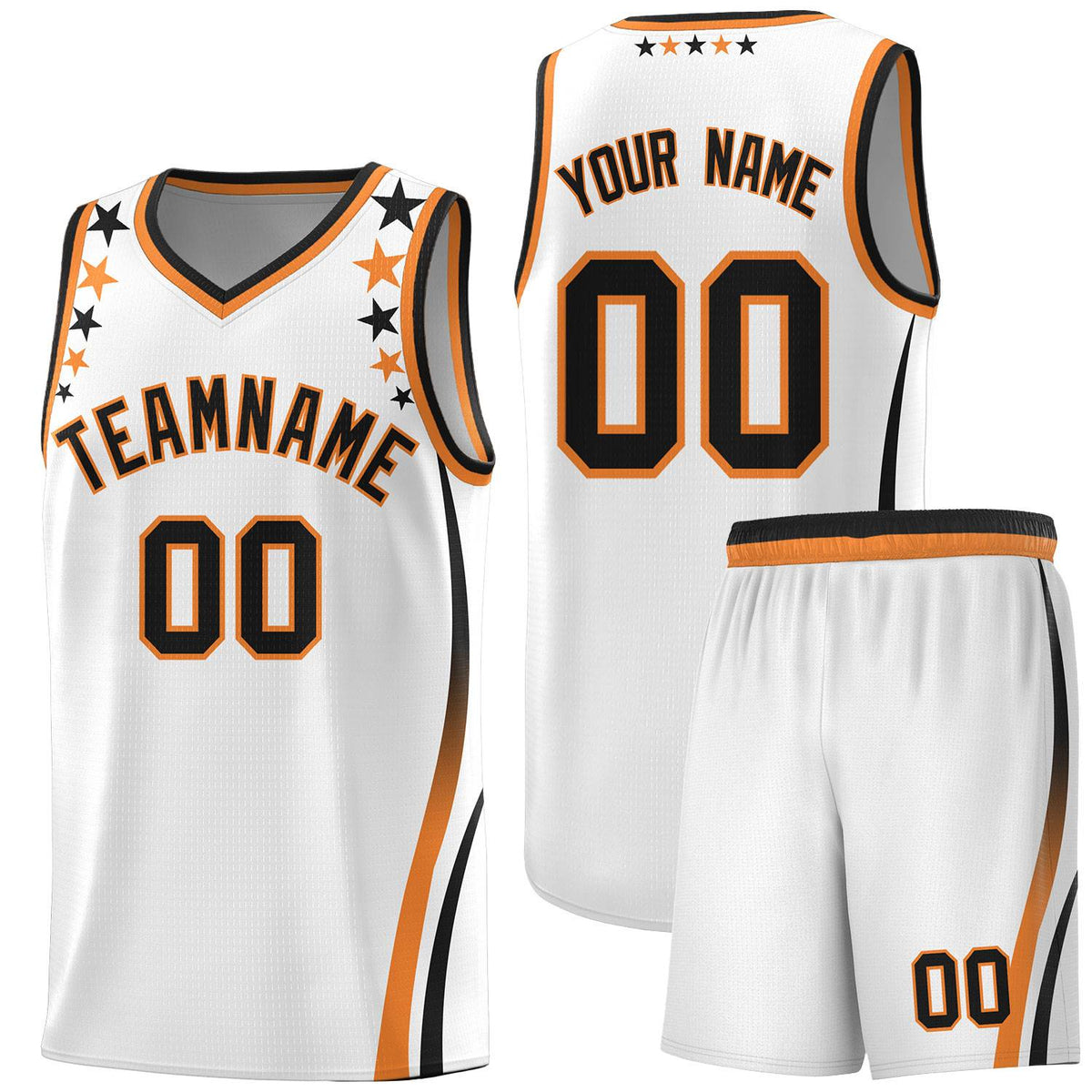 Custom White Shoulders Star Pattern Side Color Block Sports Uniform Basketball Jersey|KXKSHOP