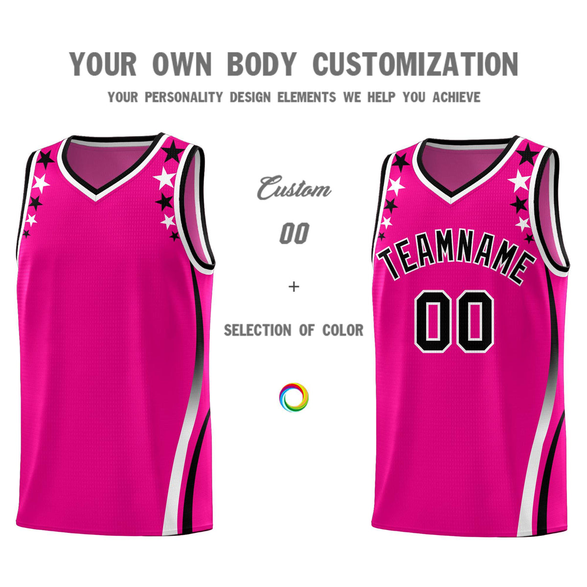 Custom Red Shoulders Star Pattern Side Color Block Sports Uniform Basketball Jersey|KXKSHOP
