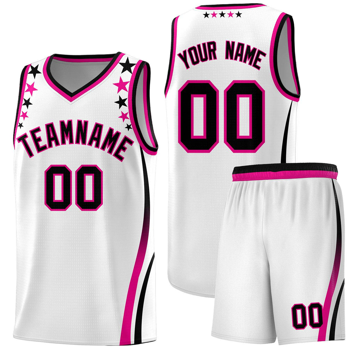 Custom White Shoulders Star Pattern Side Color Block Sports Uniform Basketball Jersey|KXKSHOP