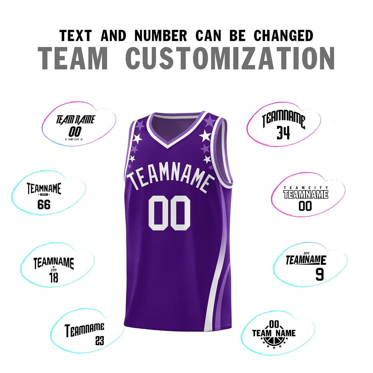 Custom Purple Shoulders Star Pattern Side Color Block Sports Uniform Basketball Jersey|KXKSHOP