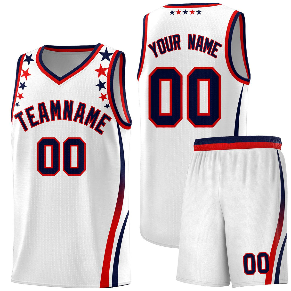 Custom White Shoulders Star Pattern Side Color Block Sports Uniform Basketball Jersey|KXKSHOP