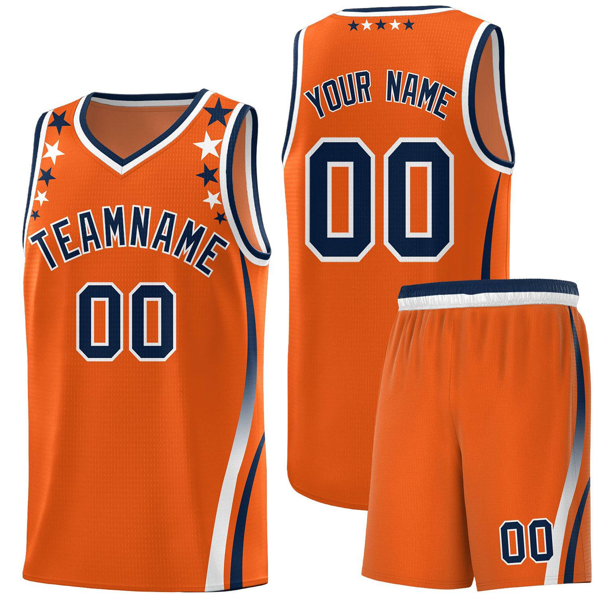Custom Orange Shoulders Star Pattern Side Color Block Sports Uniform Basketball Jersey|KXKSHOP