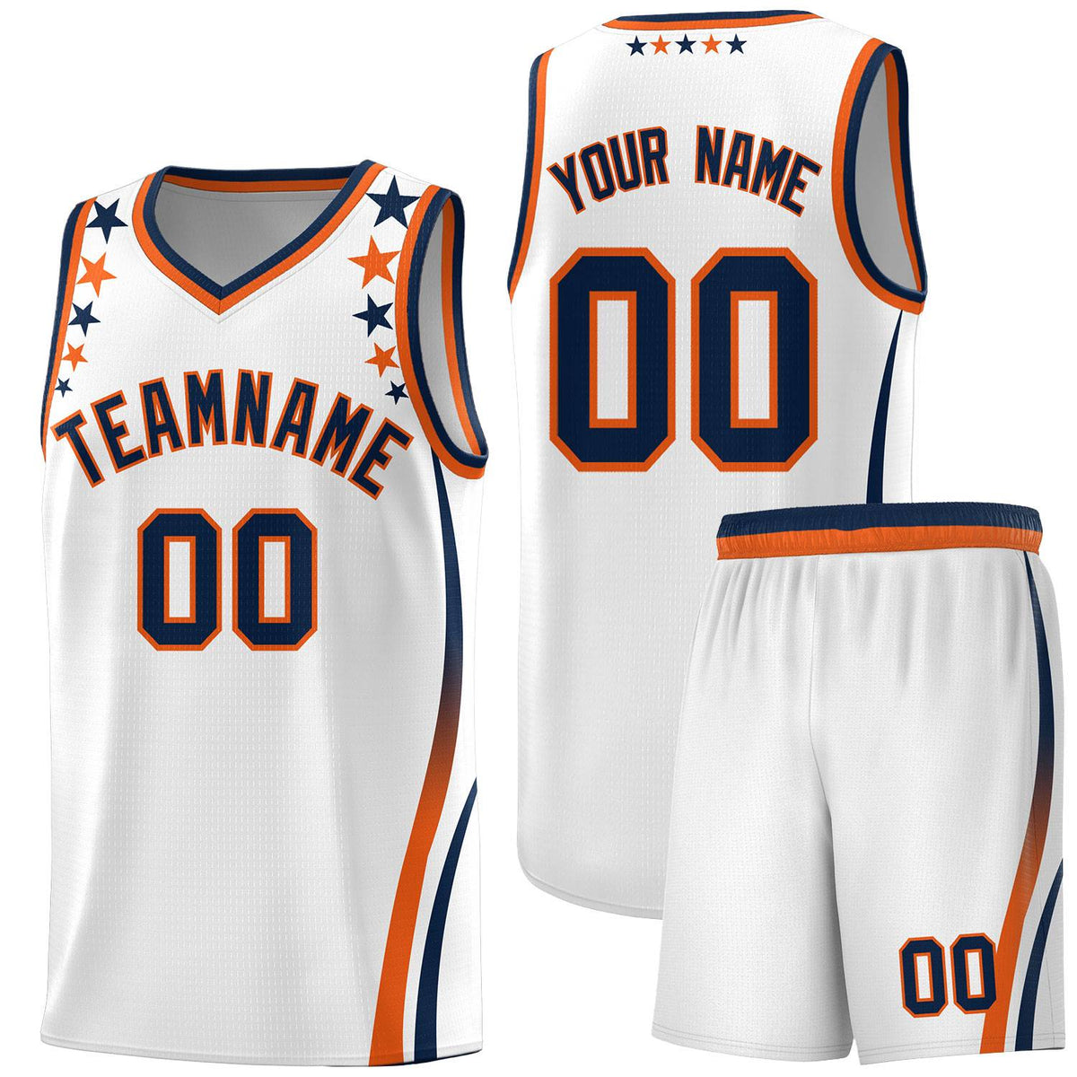 Custom White Shoulders Star Pattern Side Color Block Sports Uniform Basketball Jersey|KXKSHOP