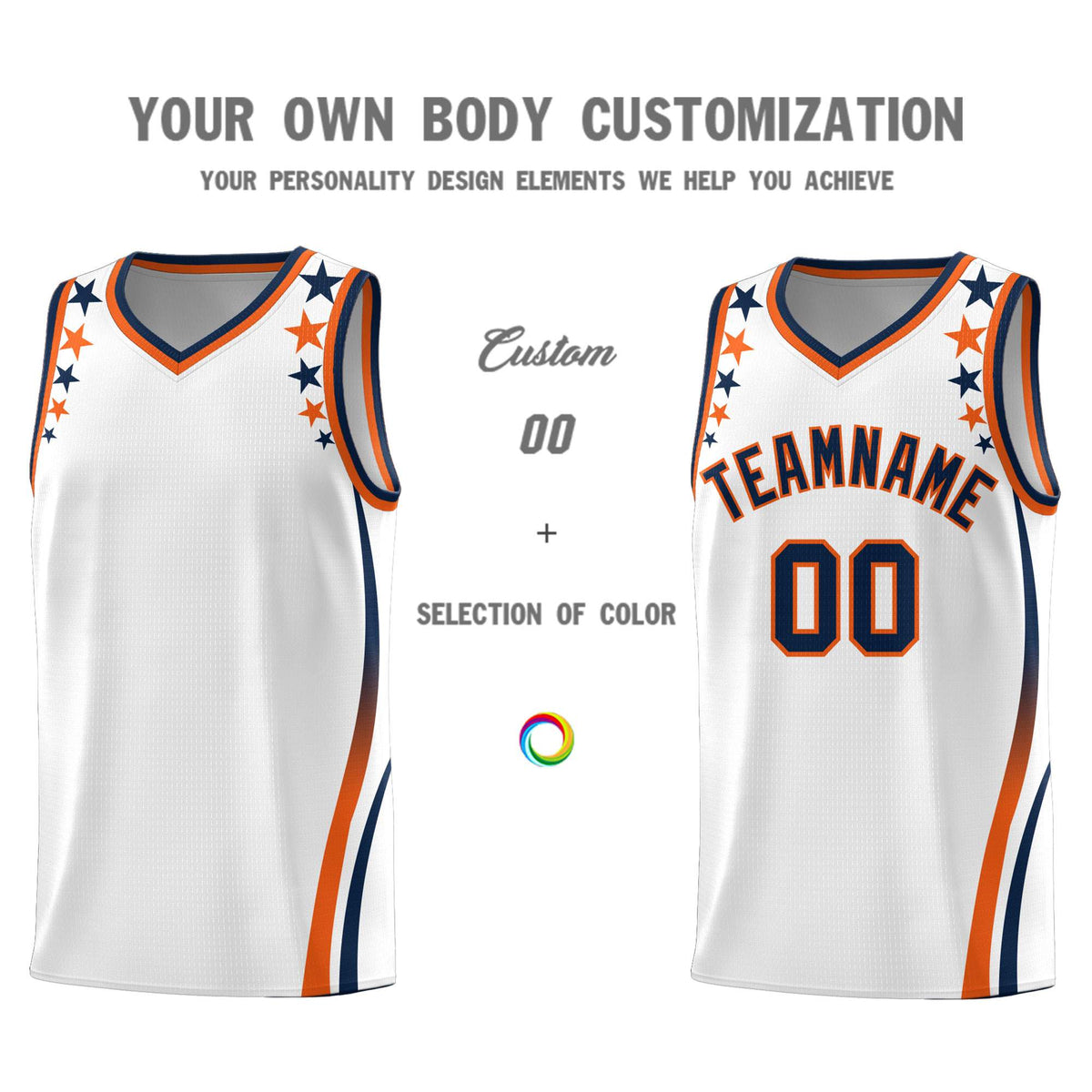 Custom White Shoulders Star Pattern Side Color Block Sports Uniform Basketball Jersey|KXKSHOP