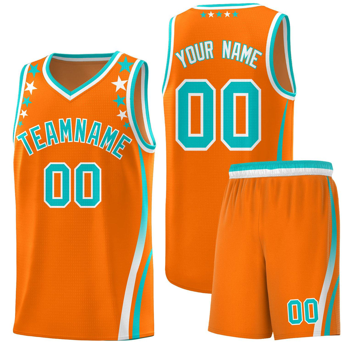 Custom Orange Shoulders Star Pattern Side Color Block Sports Uniform Basketball Jersey|KXKSHOP
