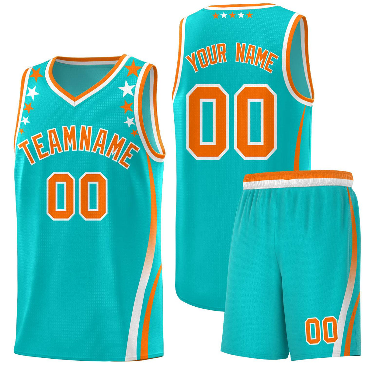 Custom Sky Blue Shoulders Star Pattern Side Color Block Sports Uniform Basketball Jersey|KXKSHOP