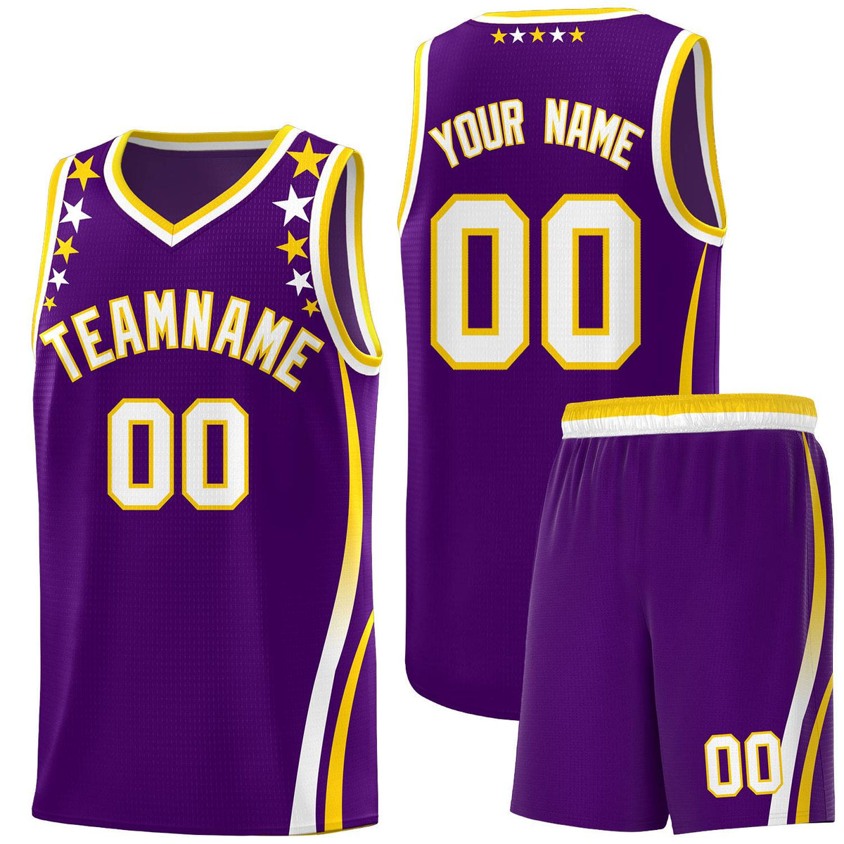 Custom Purple Shoulders Star Pattern Side Color Block Sports Uniform Basketball Jersey|KXKSHOP