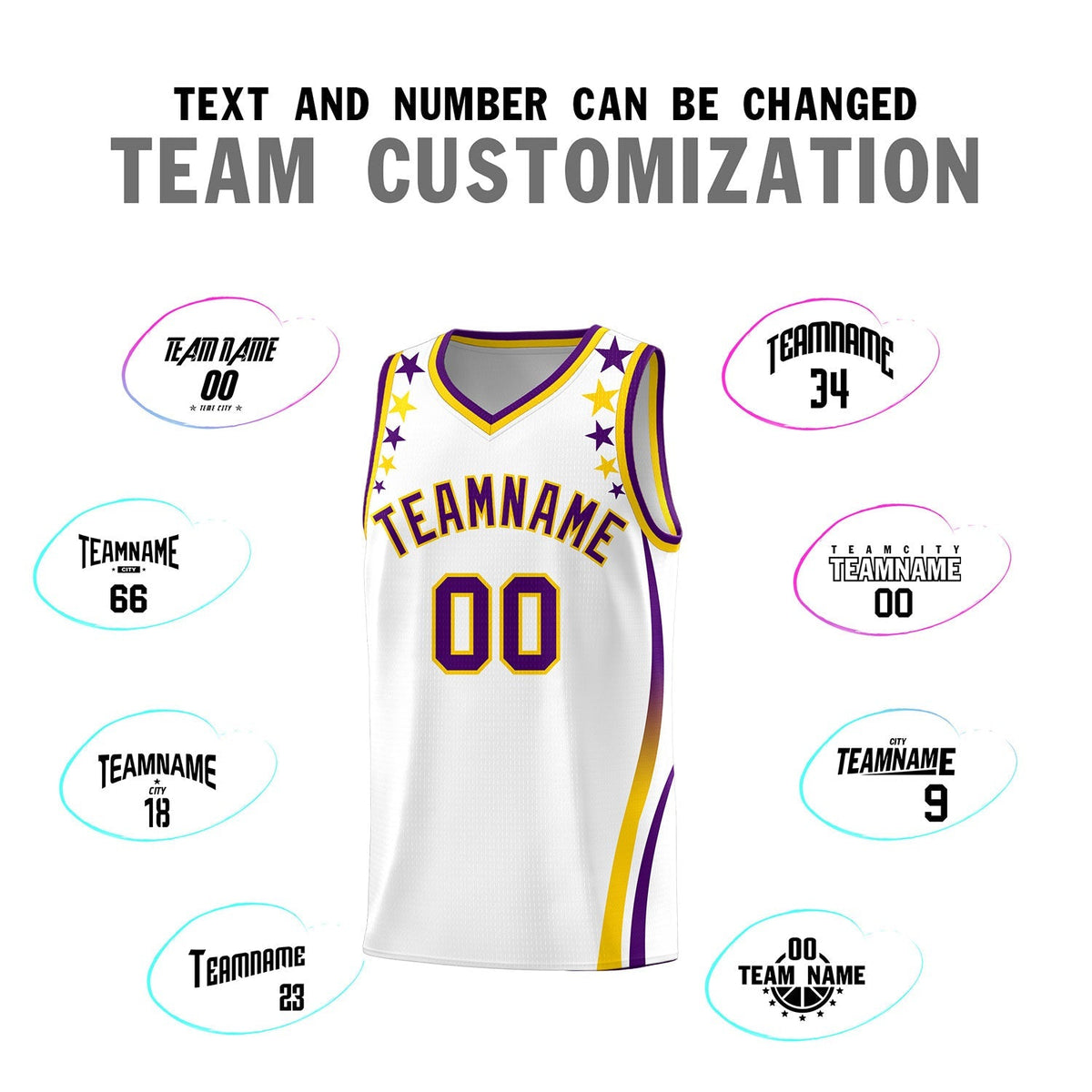 Custom White Shoulders Star Pattern Side Color Block Sports Uniform Basketball Jersey|KXKSHOP