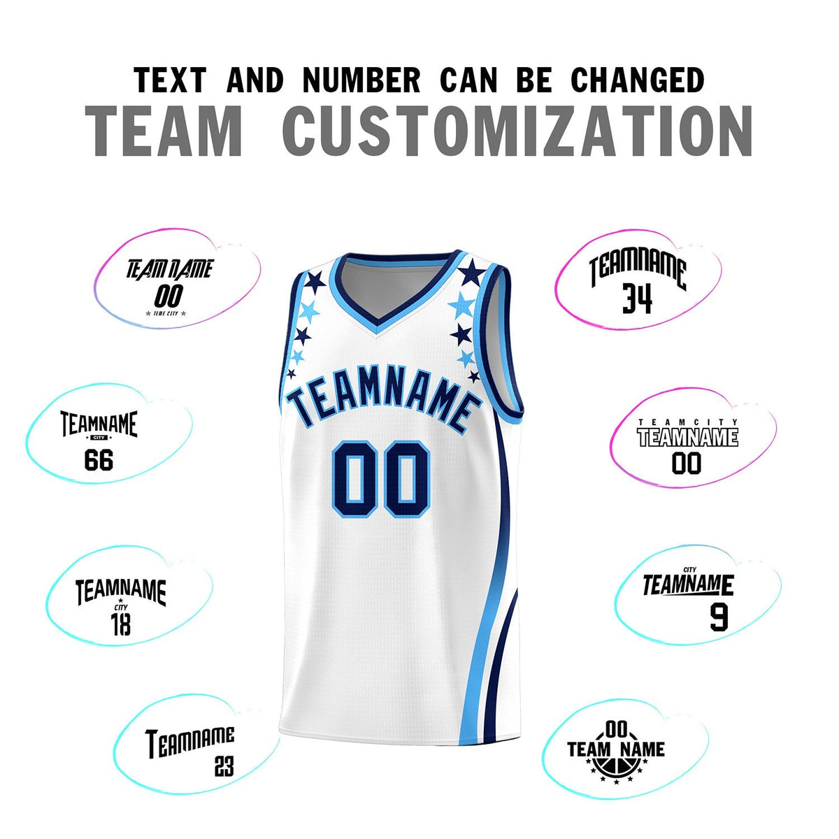 Custom White Shoulders Star Pattern Side Color Block Sports Uniform Basketball Jersey|KXKSHOP