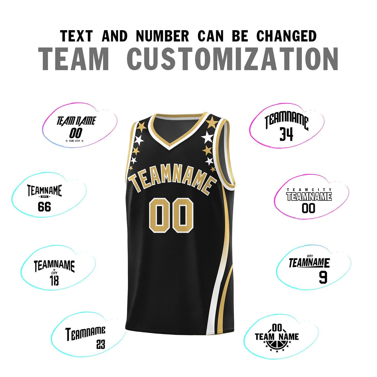 Custom Black Shoulders Star Pattern Side Color Block Sports Uniform Basketball Jersey|KXKSHOP