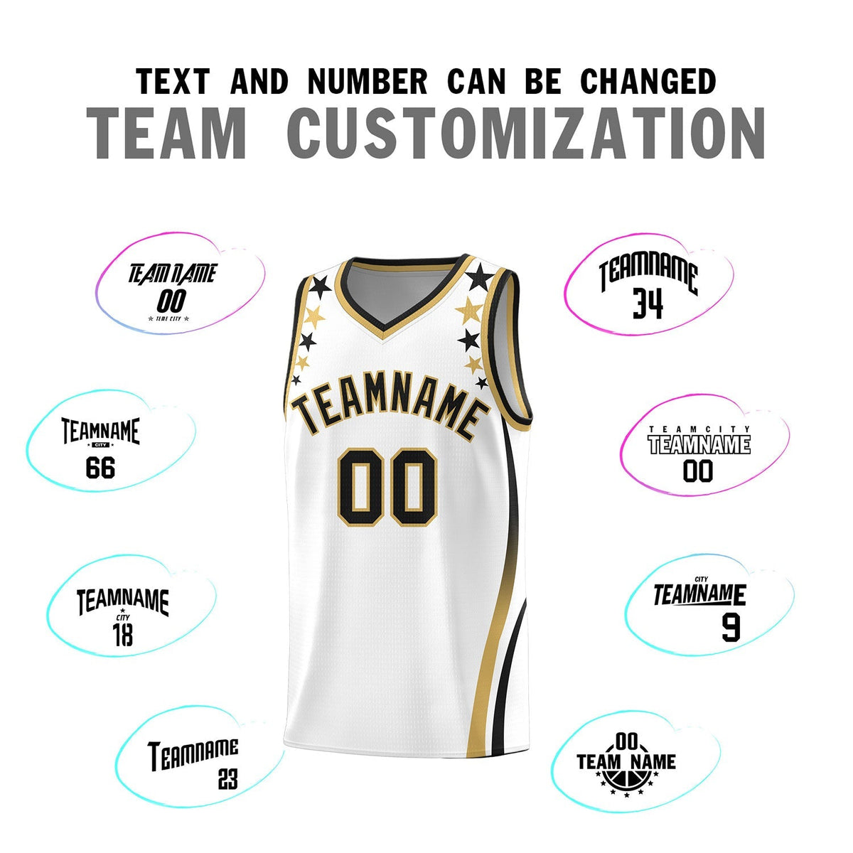 Custom White Shoulders Star Pattern Side Color Block Sports Uniform Basketball Jersey|KXKSHOP