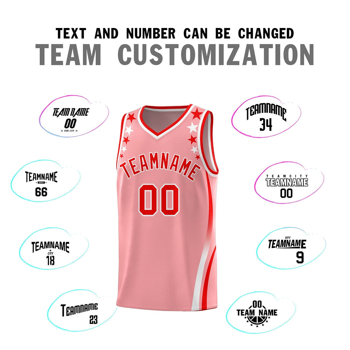 Custom Pink Shoulders Star Pattern Side Color Block Sports Uniform Basketball Jersey|KXKSHOP
