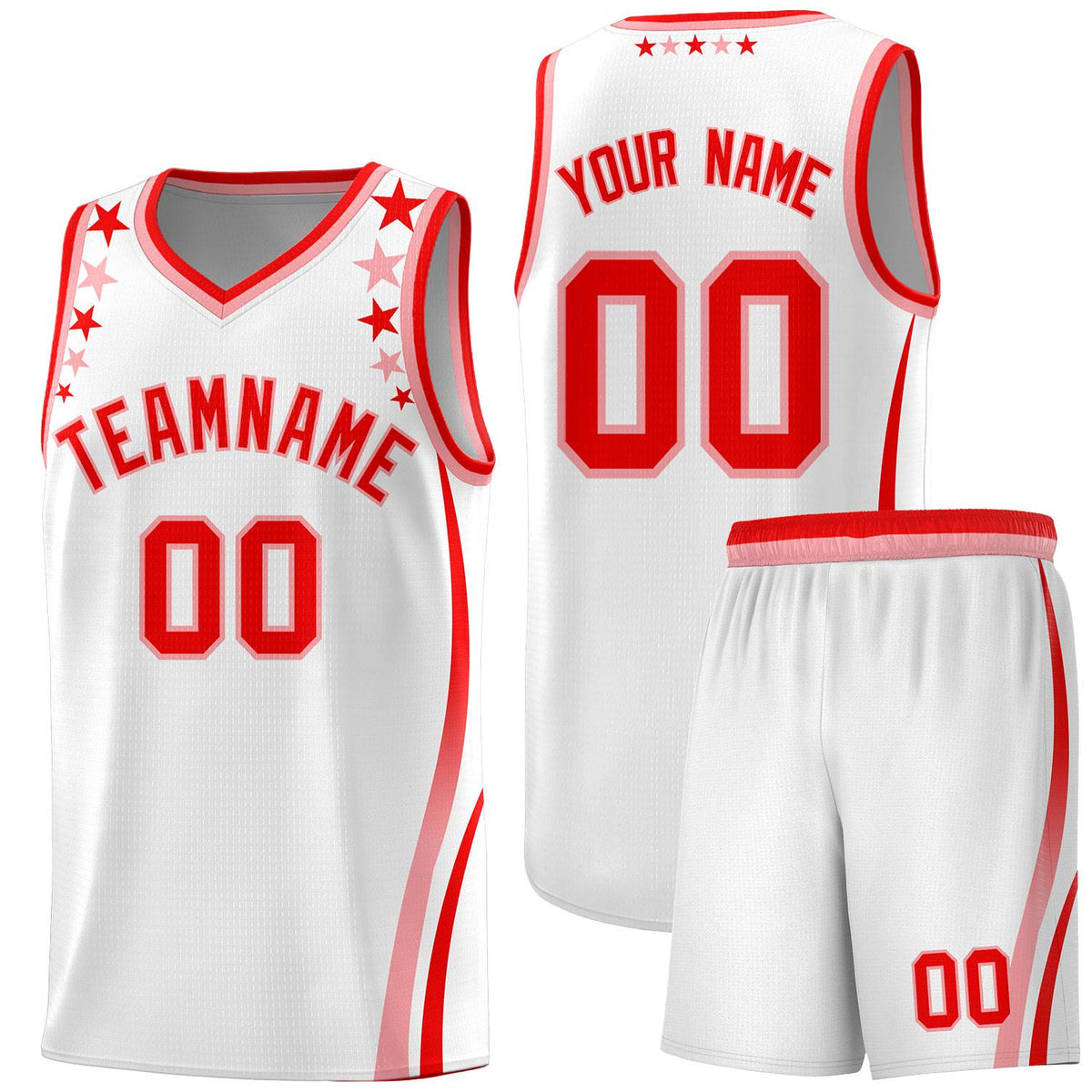 Custom White Shoulders Star Pattern Side Color Block Sports Uniform Basketball Jersey|KXKSHOP