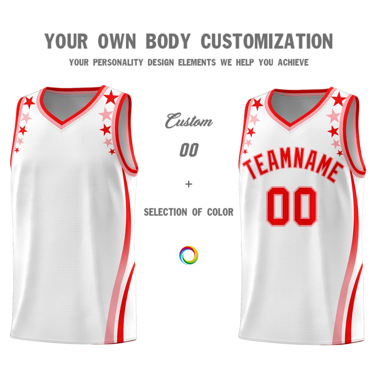 Custom White Shoulders Star Pattern Side Color Block Sports Uniform Basketball Jersey|KXKSHOP