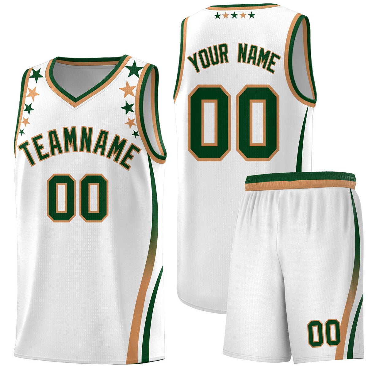 Custom White Shoulders Star Pattern Side Color Block Sports Uniform Basketball Jersey|KXKSHOP