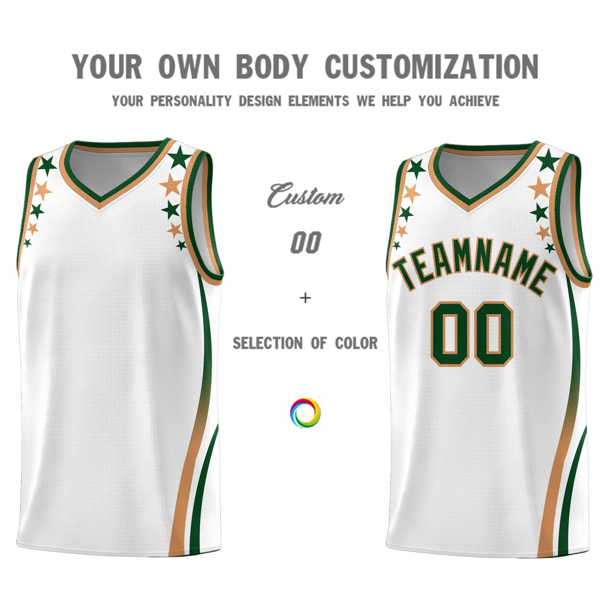 Custom White Shoulders Star Pattern Side Color Block Sports Uniform Basketball Jersey|KXKSHOP