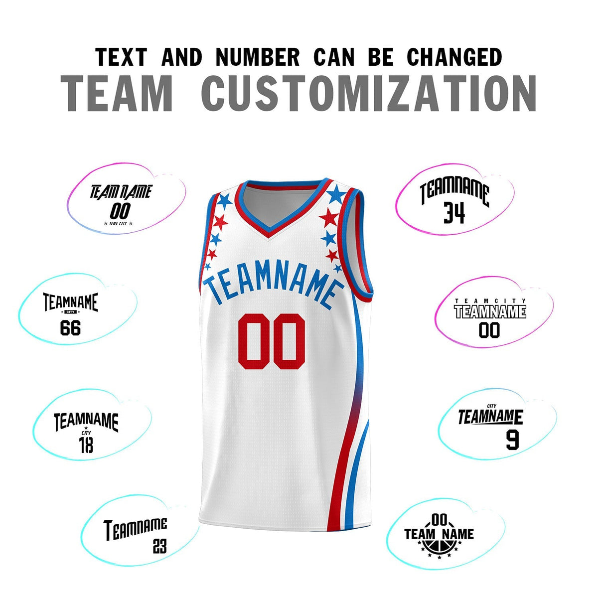 Custom White Shoulders Star Pattern Side Color Block Sports Uniform Basketball Jersey|KXKSHOP