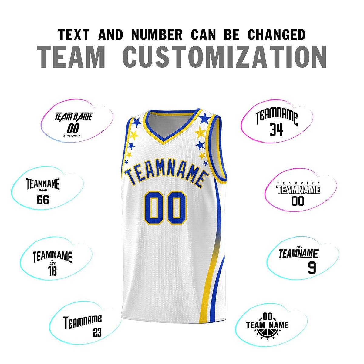 Custom White Shoulders Star Pattern Side Color Block Sports Uniform Basketball Jersey|KXKSHOP
