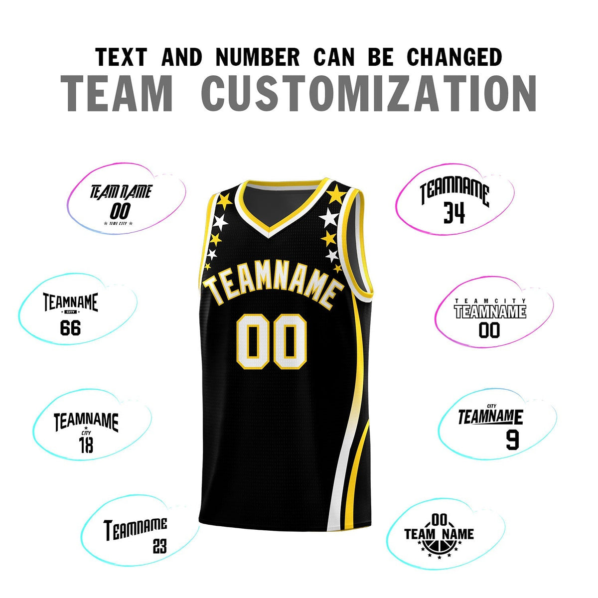 Custom Black Shoulders Star Pattern Side Color Block Sports Uniform Basketball Jersey|KXKSHOP