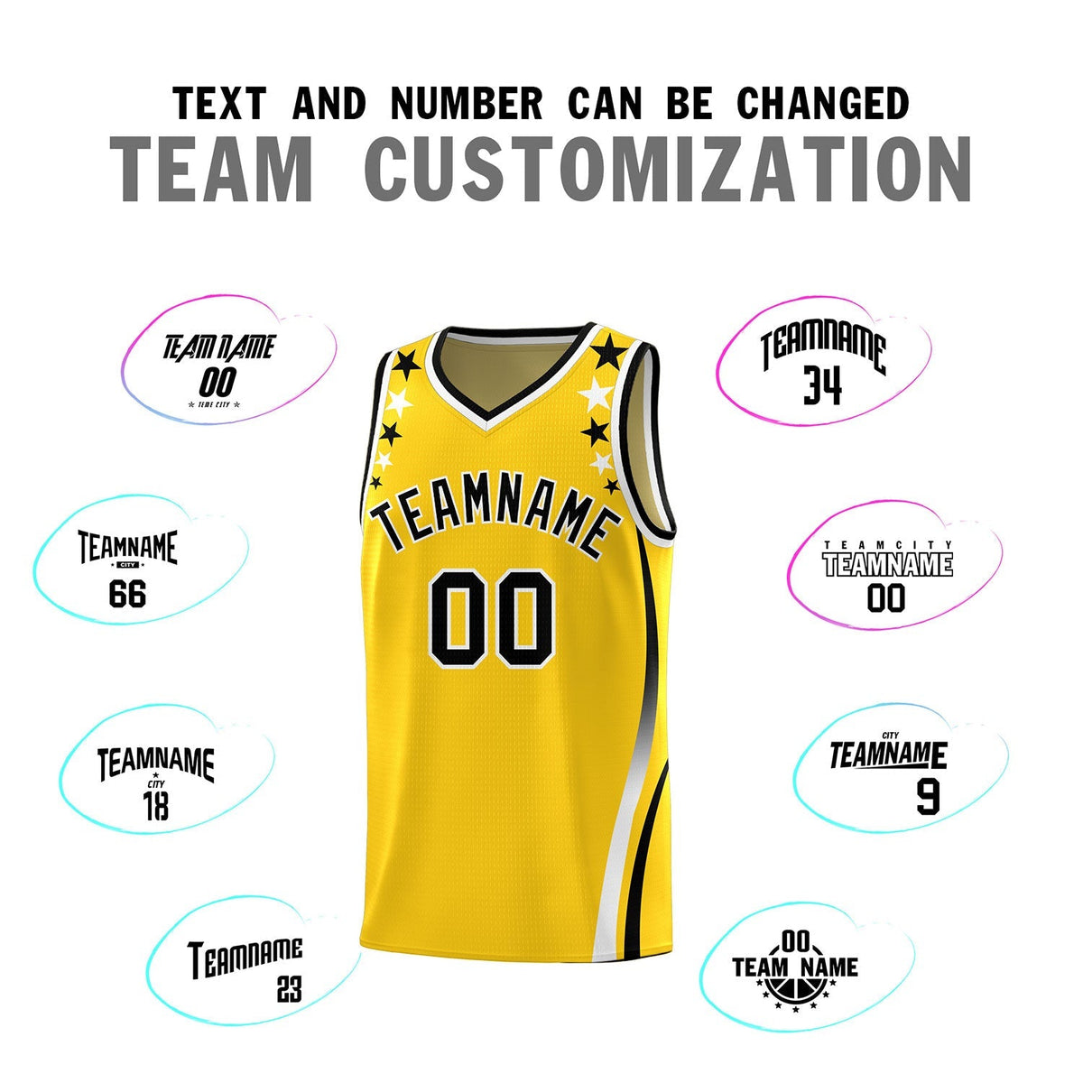 Custom Gold Shoulders Star Pattern Side Color Block Sports Uniform Basketball Jersey|KXKSHOP