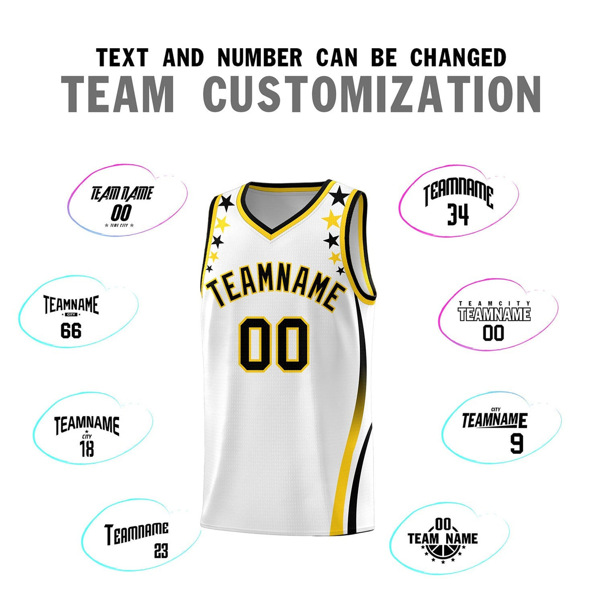Custom White Shoulders Star Pattern Side Color Block Sports Uniform Basketball Jersey|KXKSHOP