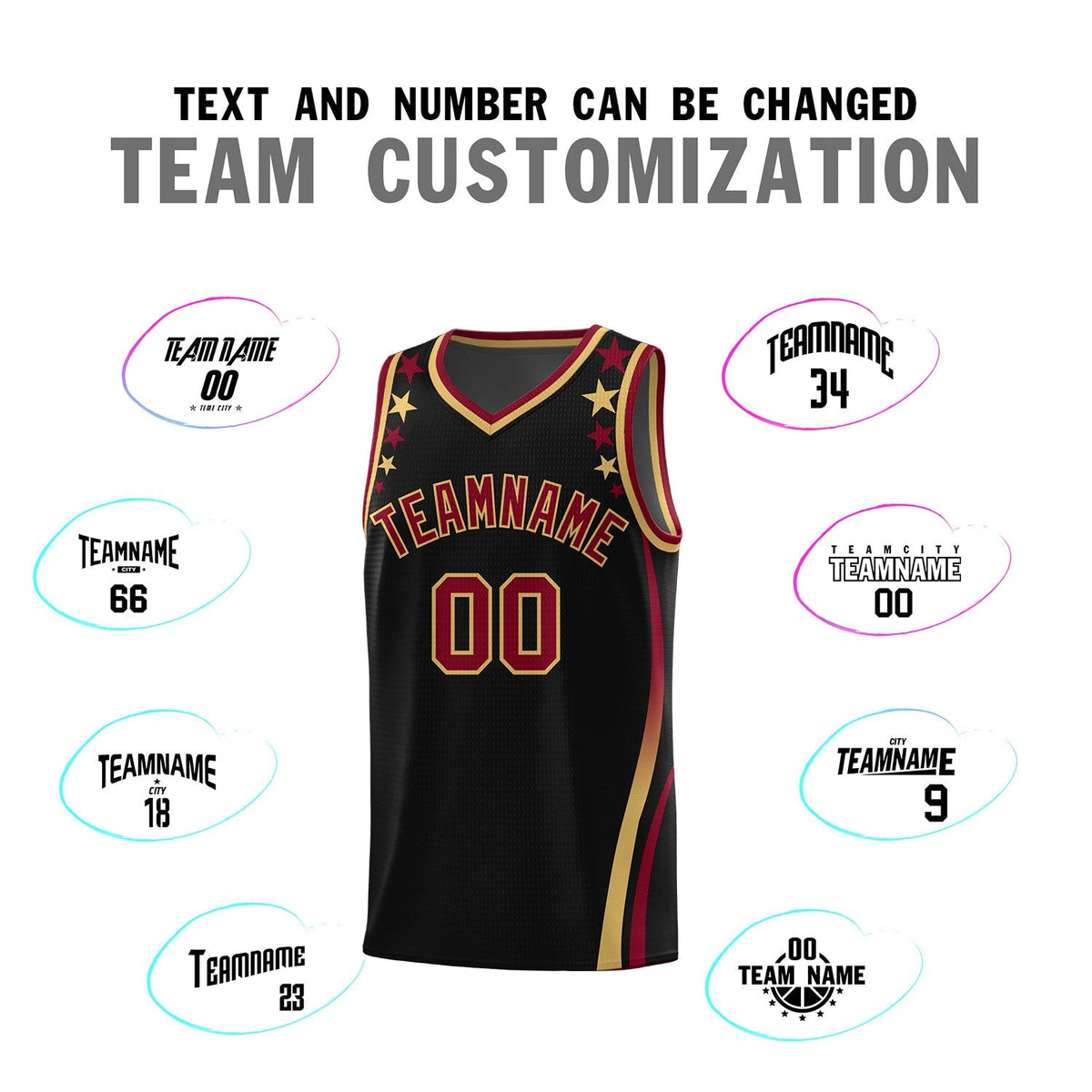 Custom Black Shoulders Star Pattern Side Color Block Sports Uniform Basketball Jersey|KXKSHOP