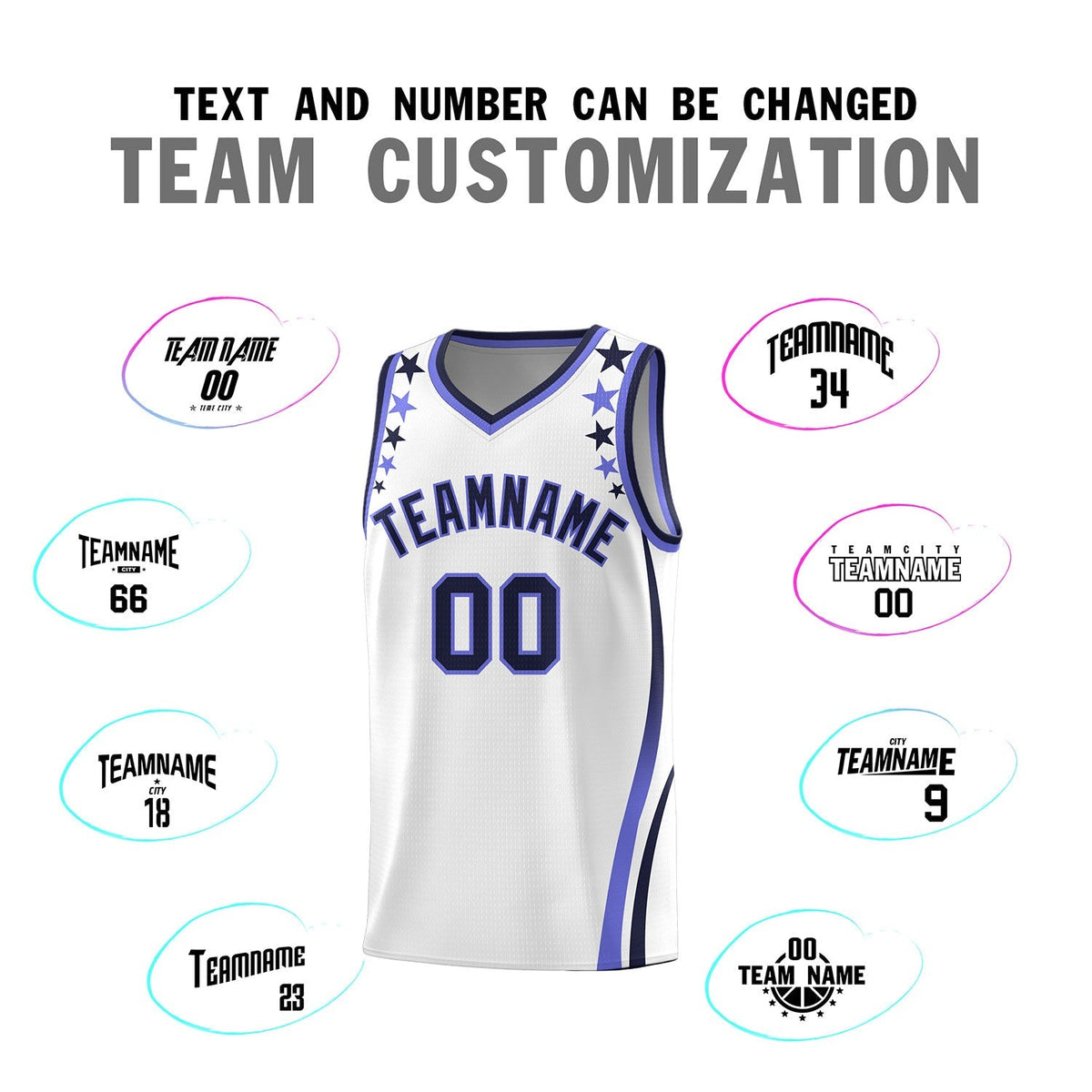 Custom White Shoulders Star Pattern Side Color Block Sports Uniform Basketball Jersey|KXKSHOP