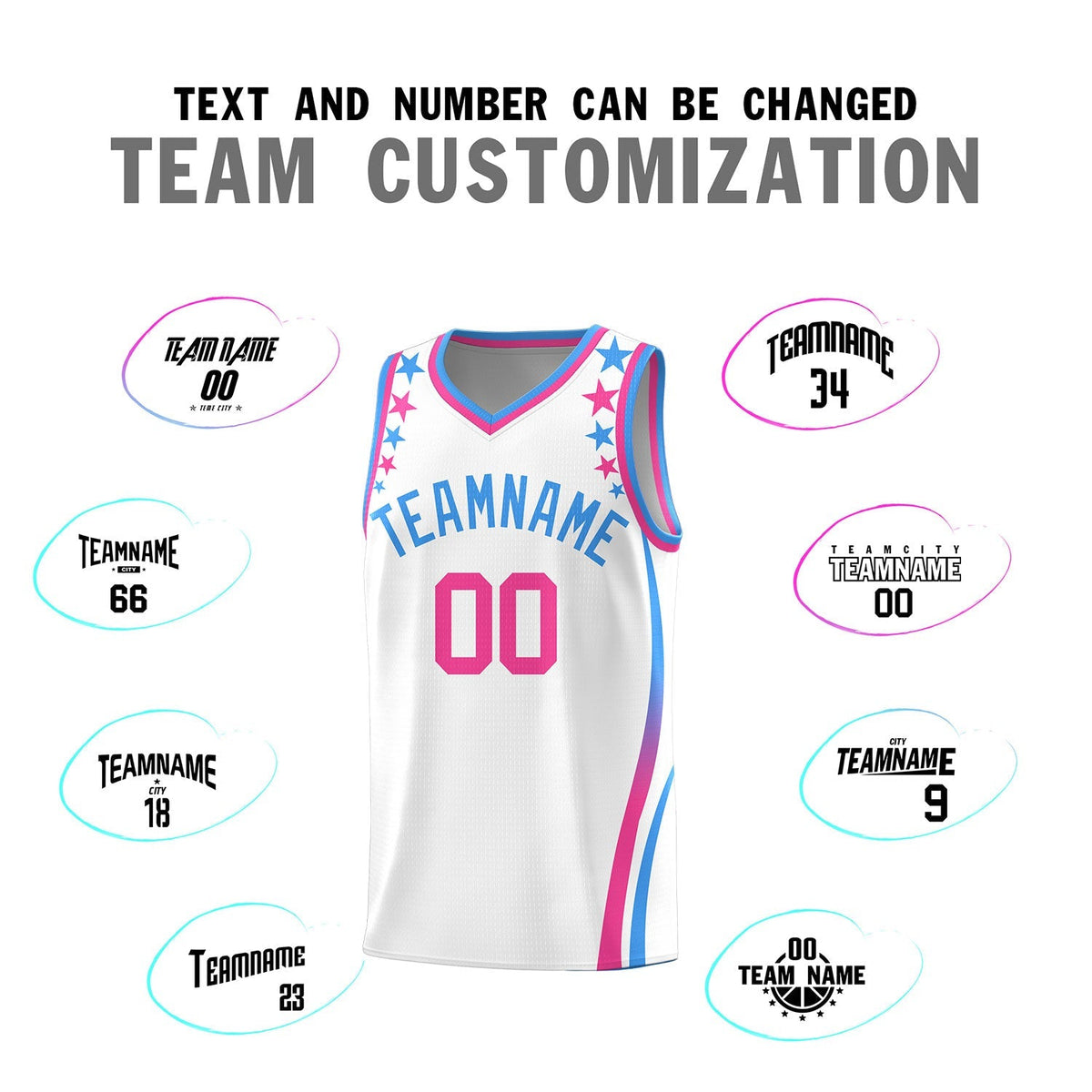 Custom White Shoulders Star Pattern Side Color Block Sports Uniform Basketball Jersey|KXKSHOP