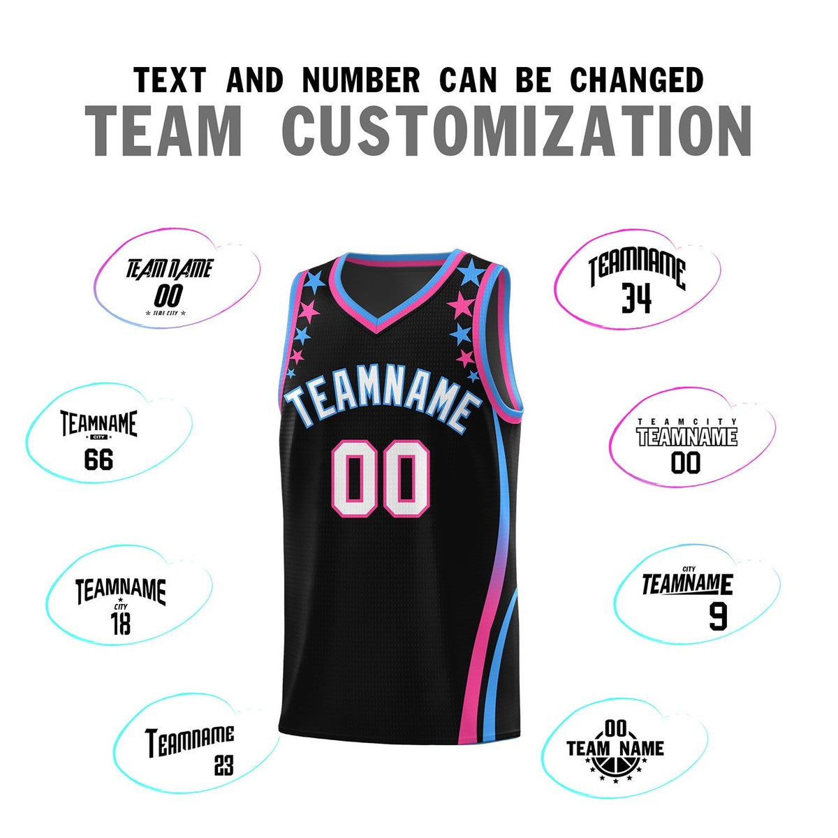 Custom Black Shoulders Star Pattern Side Color Block Sports Uniform Basketball Jersey|KXKSHOP