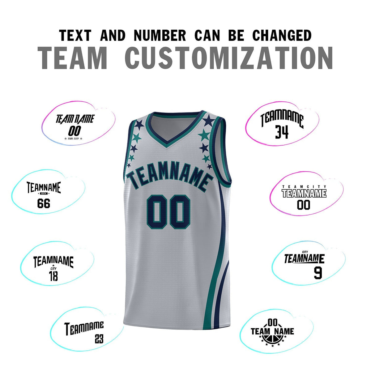 Custom Gray Shoulders Star Pattern Side Color Block Sports Uniform Basketball Jersey|KXKSHOP
