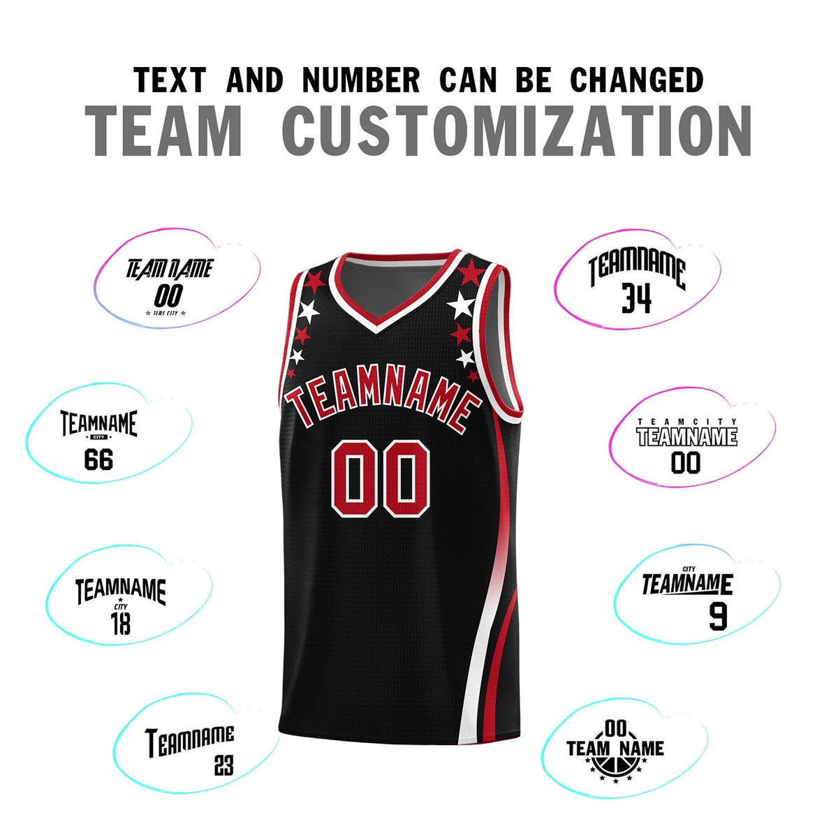Custom Black Shoulders Star Pattern Side Color Block Sports Uniform Basketball Jersey|KXKSHOP