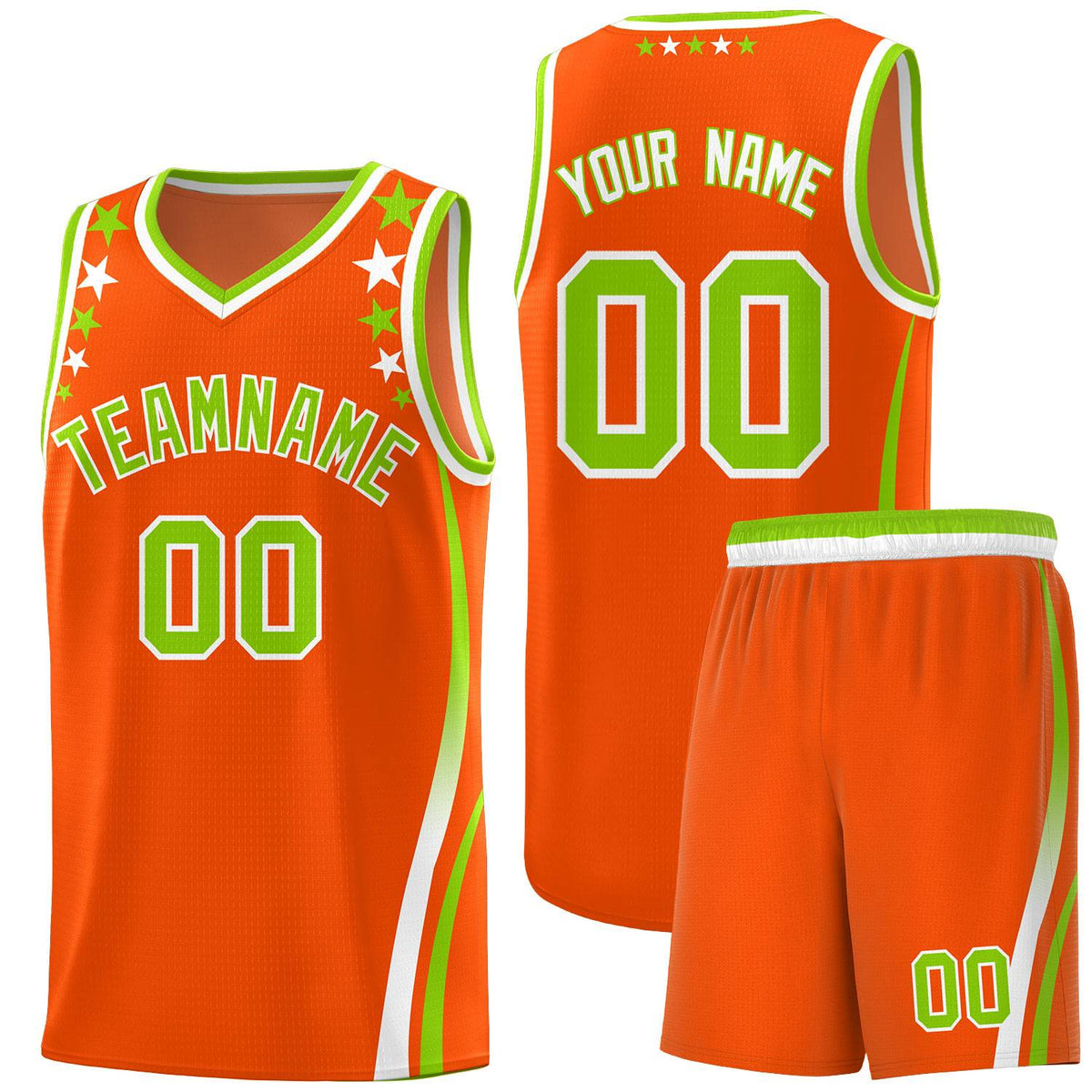 Custom Orange Shoulders Star Pattern Side Color Block Sports Uniform Basketball Jersey|KXKSHOP
