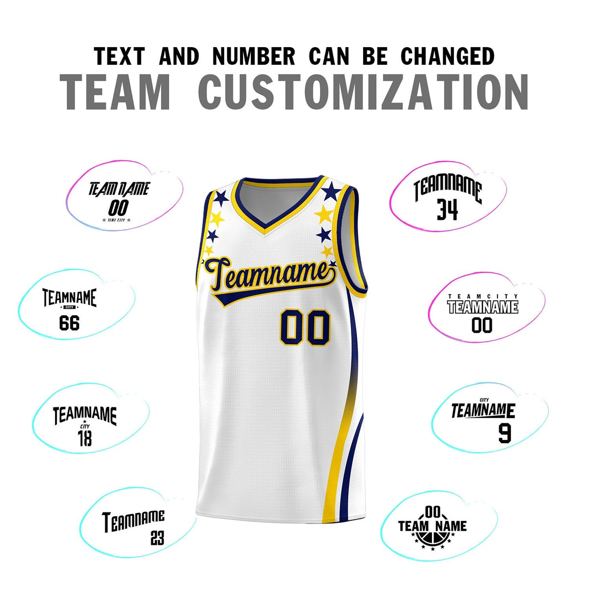 Custom White Shoulders Star Pattern Side Color Block Sports Uniform Basketball Jersey|KXKSHOP
