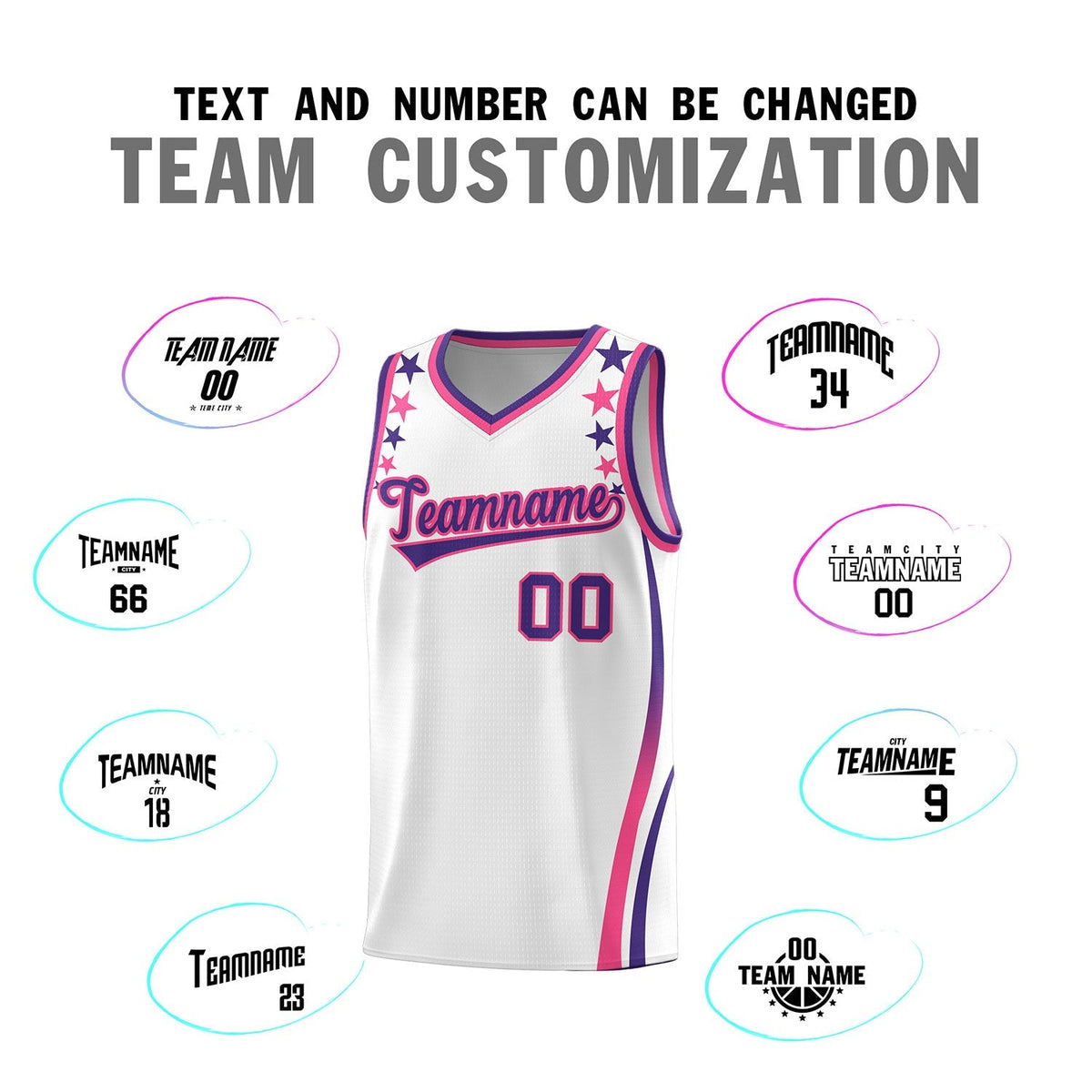 Custom White Shoulders Star Pattern Side Color Block Sports Uniform Basketball Jersey|KXKSHOP