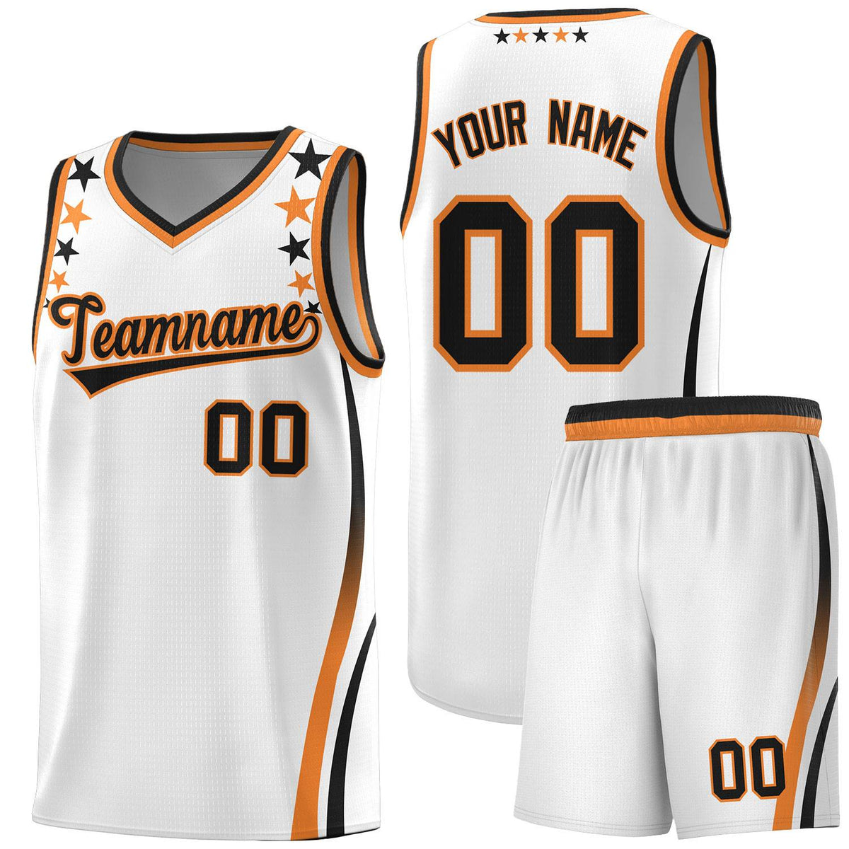 Custom White Shoulders Star Pattern Side Color Block Sports Uniform Basketball Jersey|KXKSHOP