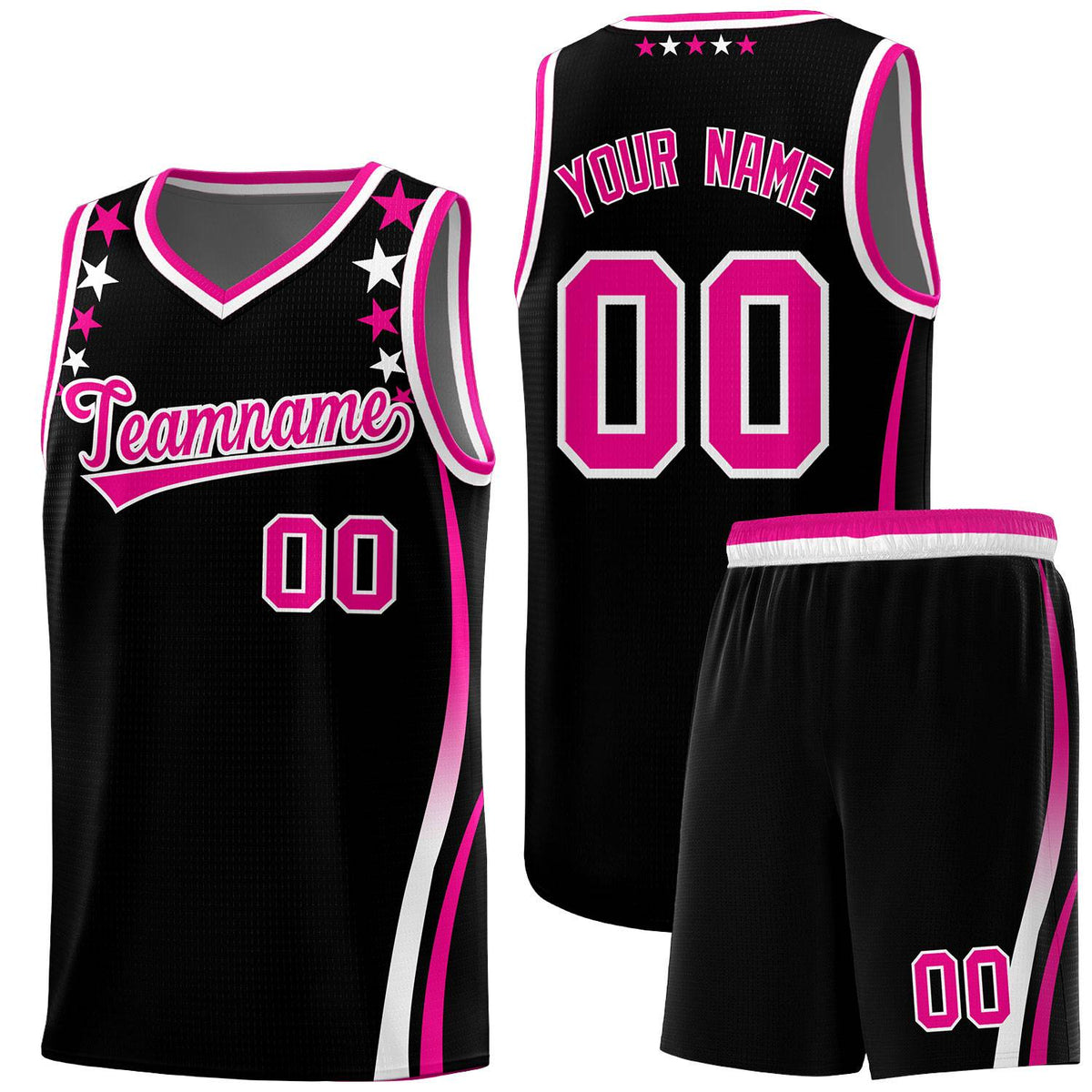 Custom Black Shoulders Star Pattern Side Color Block Sports Uniform Basketball Jersey|KXKSHOP