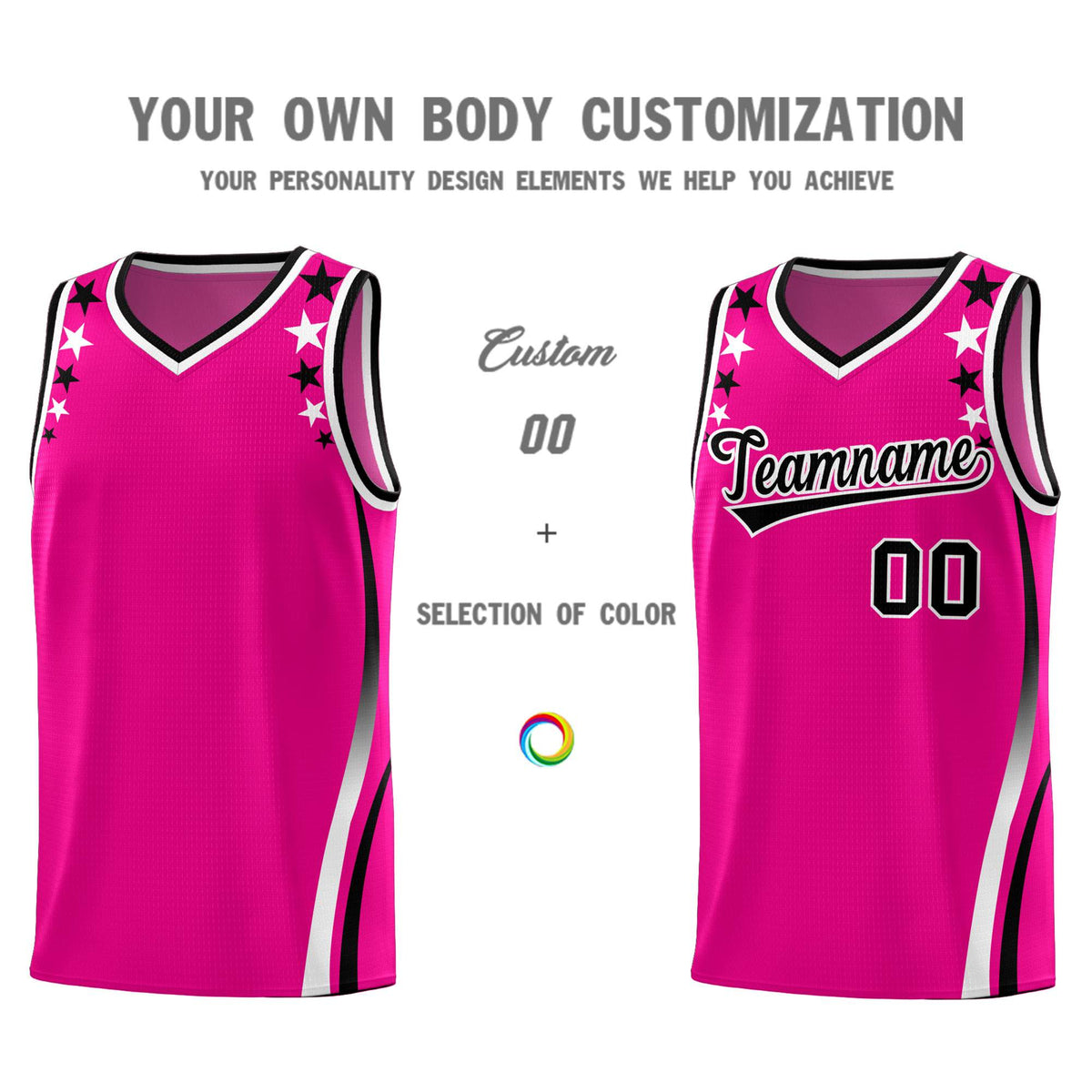 Custom Red Shoulders Star Pattern Side Color Block Sports Uniform Basketball Jersey|KXKSHOP