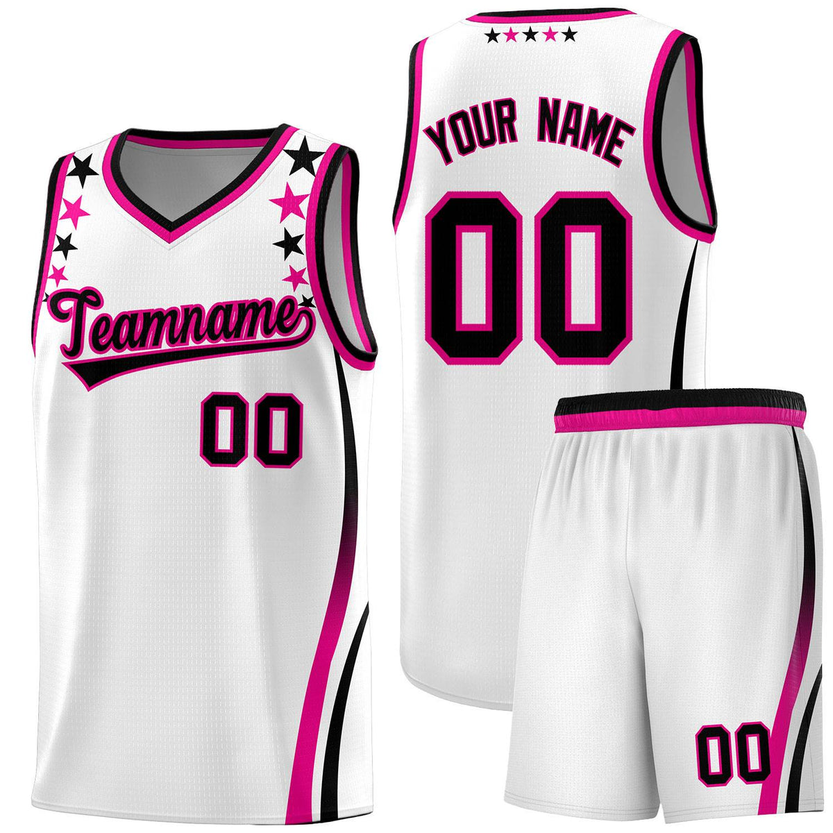 Custom White Shoulders Star Pattern Side Color Block Sports Uniform Basketball Jersey|KXKSHOP